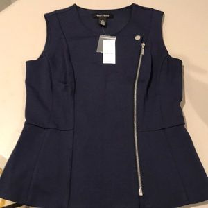 White House Black Market Navy Blue Lined Top